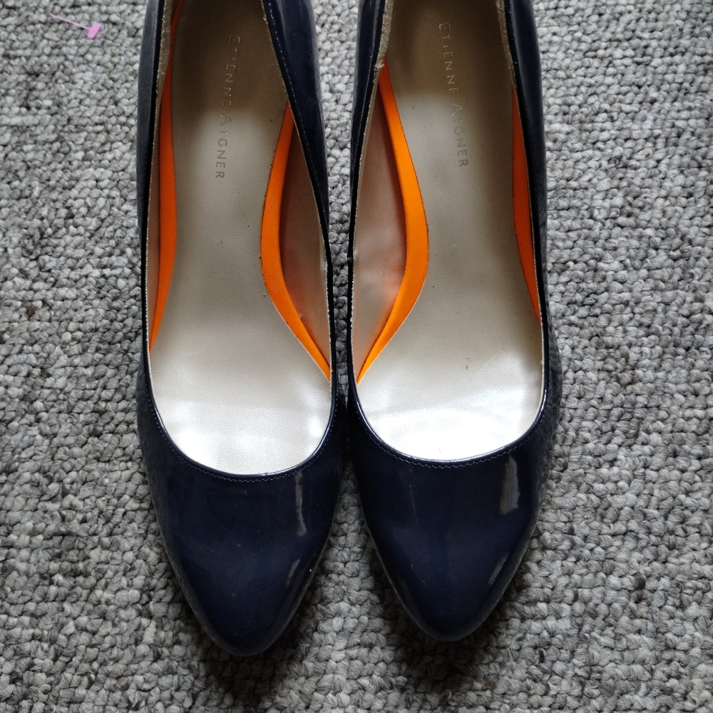 Etienne Aigner, Blue Patent Leather Shoes, Size 10